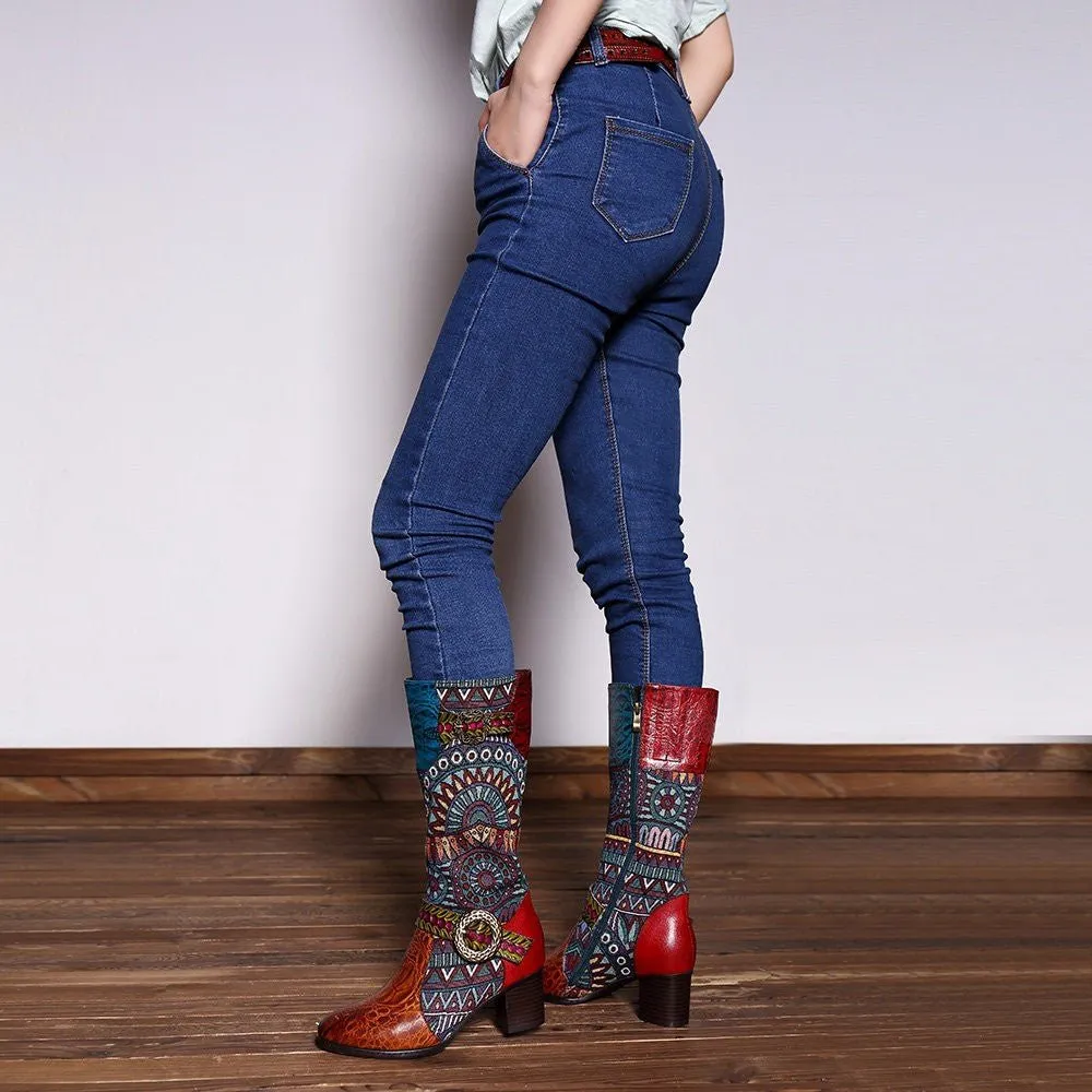 Women's Handmade Leather Mid-Calf Boots "Beta Style"